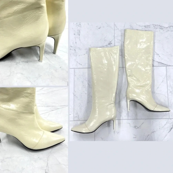 RAG & BONE BEHA KNEE HIGH WHITE CRINKLE 7 - Picture 3 of 9